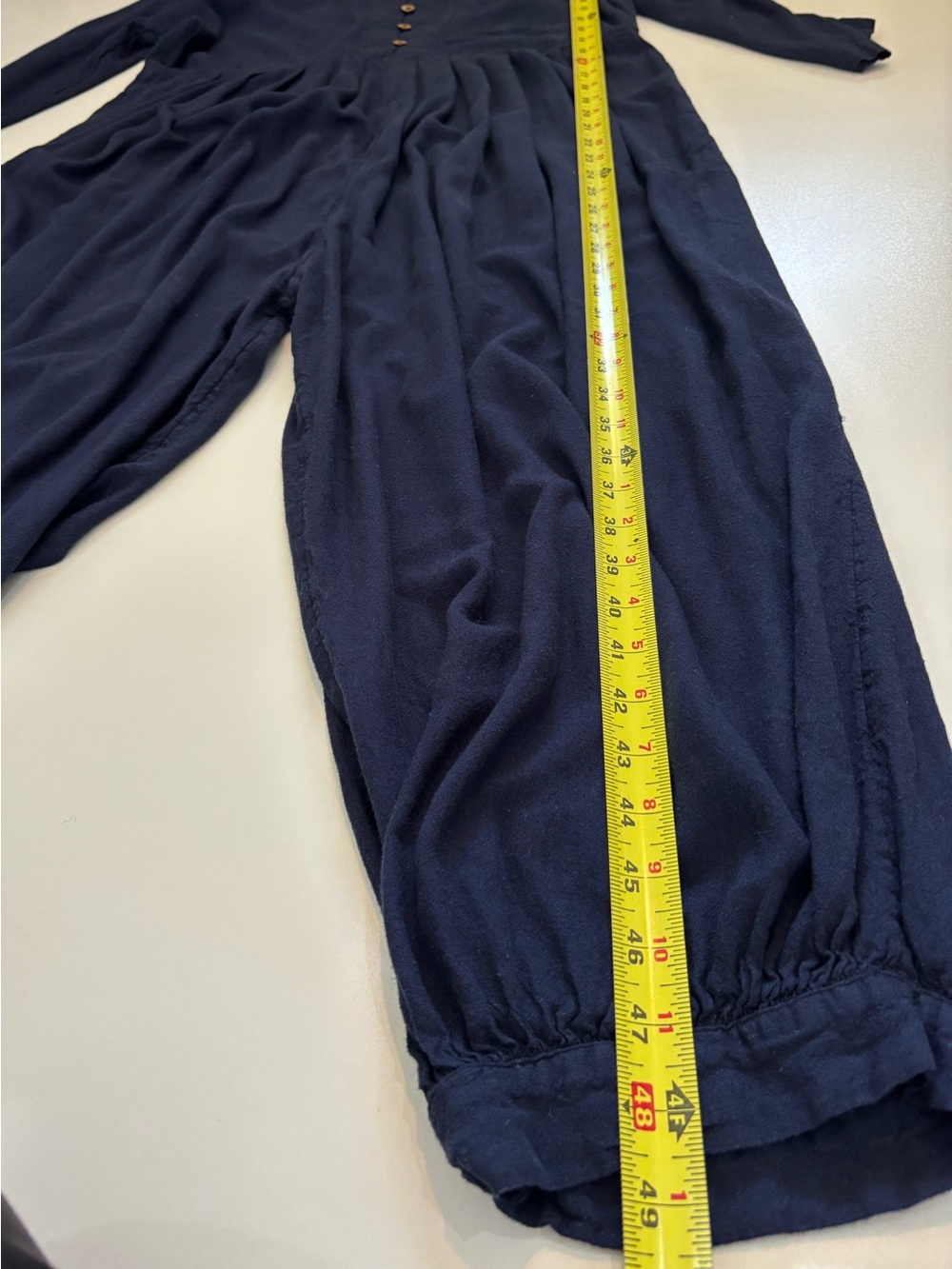 Free People Women’s Calsi Jumpsuit XS Navy Slouchy Button Front - Picture 10 of 13